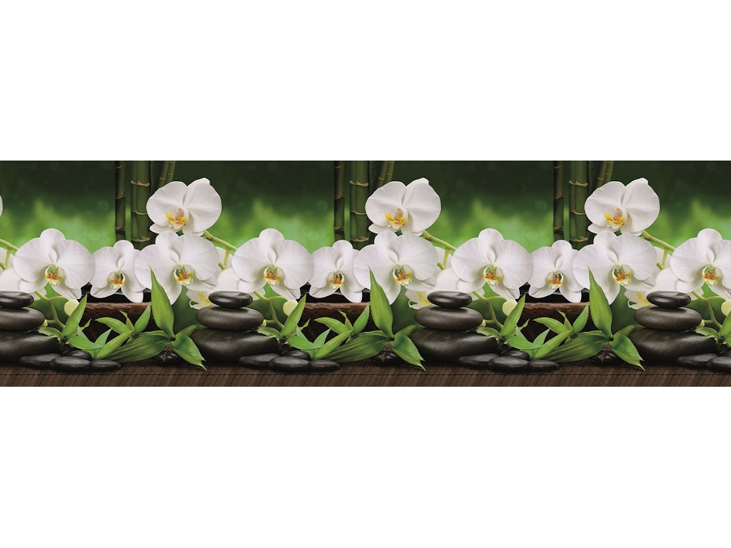  Фартук кухонный No 443 Орхидеи белые 